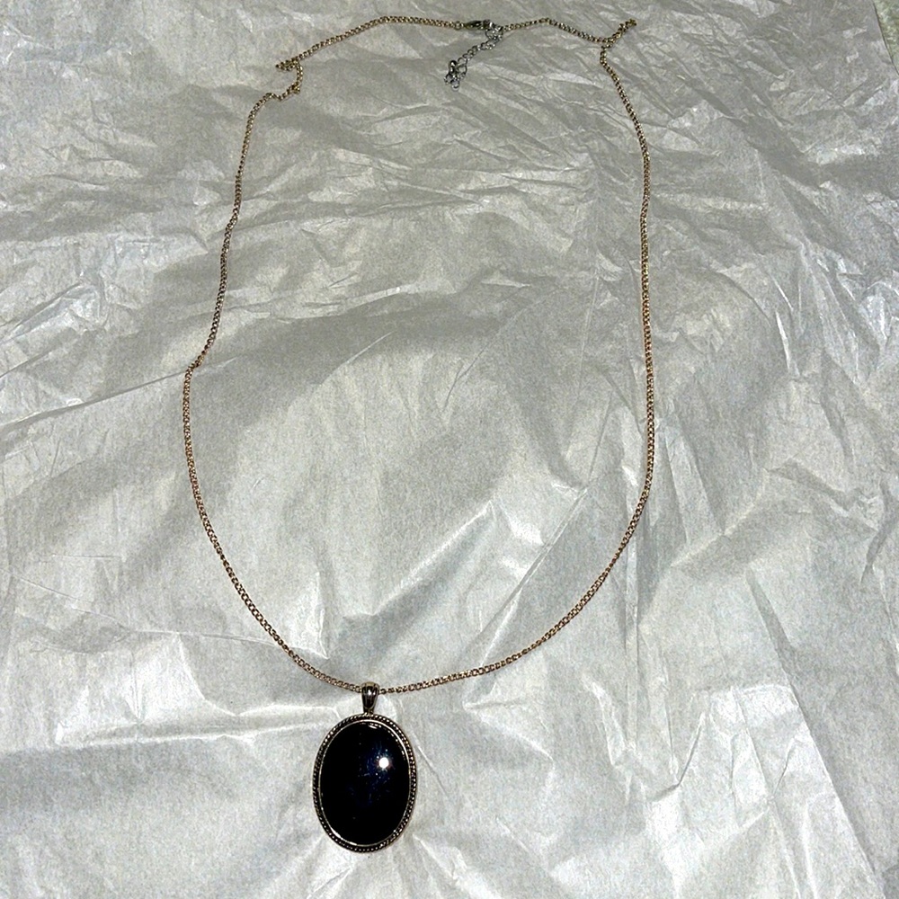 Long black stone boutique necklace